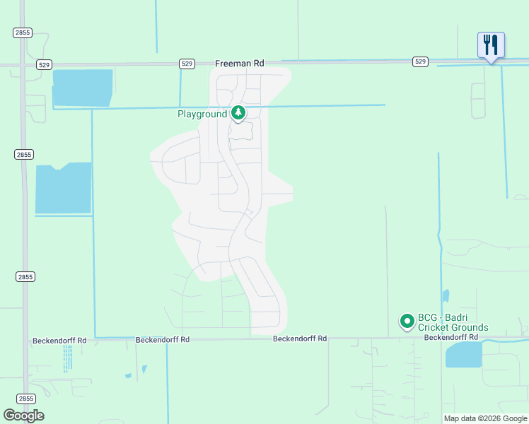 map of restaurants, bars, coffee shops, grocery stores, and more near 2091 Mule Ridge Drive in Katy