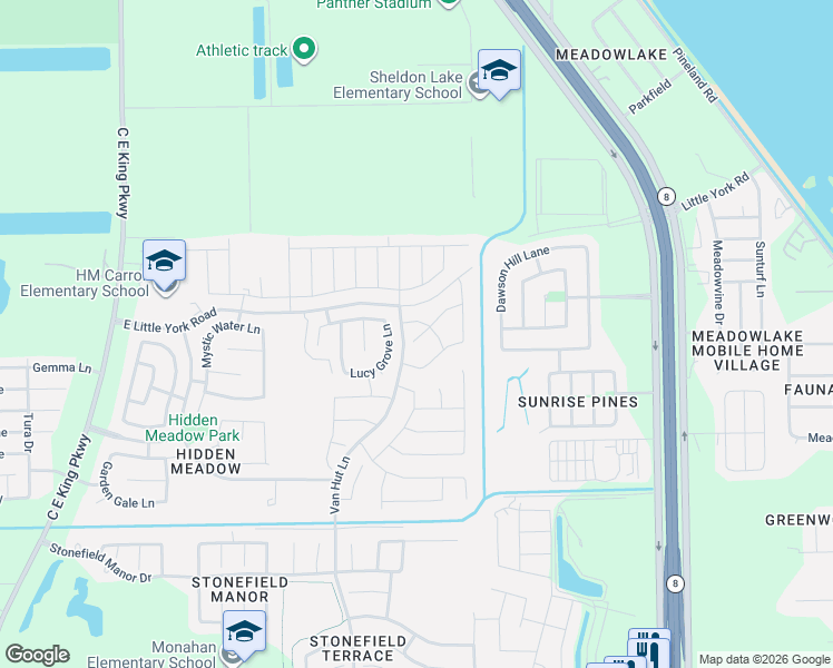 map of restaurants, bars, coffee shops, grocery stores, and more near 13126 East Little York Road in Houston