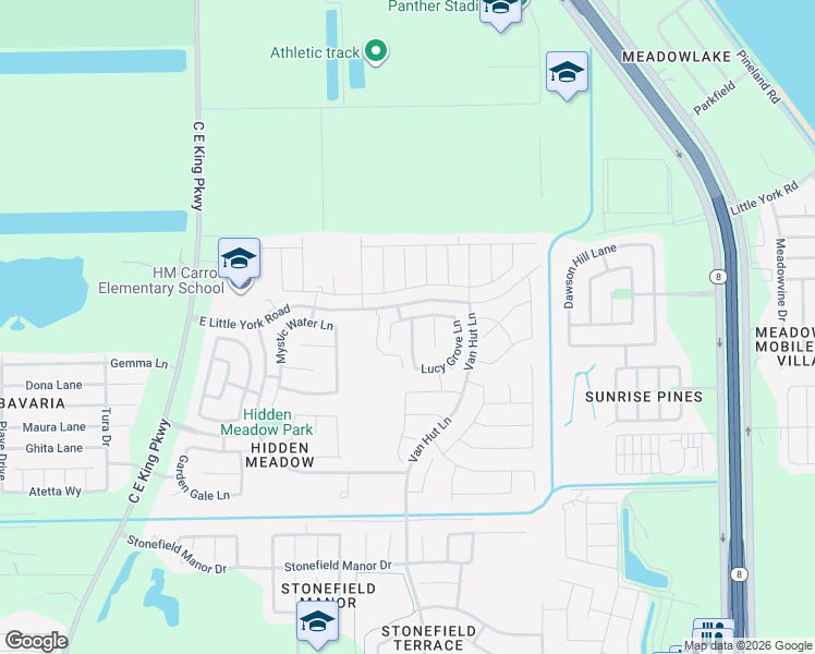 map of restaurants, bars, coffee shops, grocery stores, and more near 10118 MARIPOSA GREEN CT in Houston