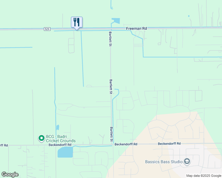 map of restaurants, bars, coffee shops, grocery stores, and more near Bartlett Street in Katy