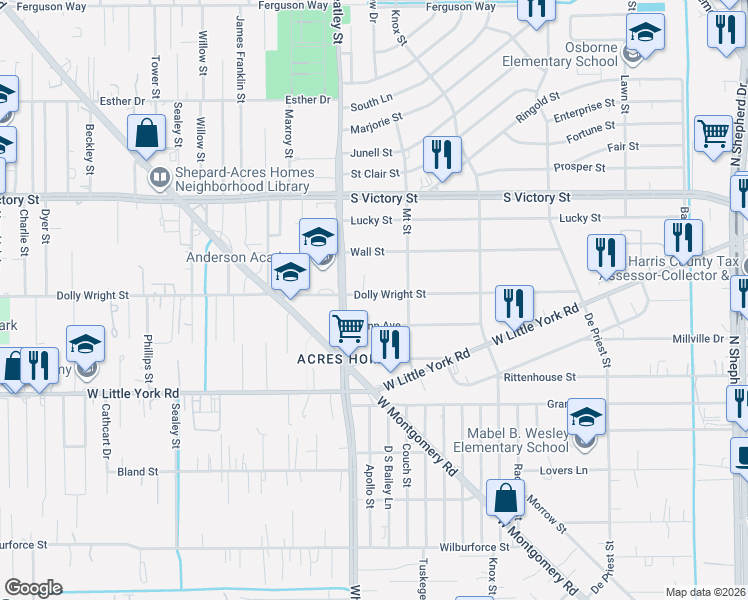 map of restaurants, bars, coffee shops, grocery stores, and more near 1044 Glenn Avenue in Houston