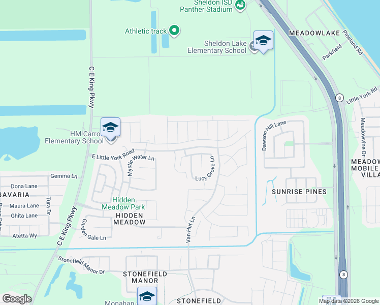 map of restaurants, bars, coffee shops, grocery stores, and more near 10118 MARIPOSA GREEN CT in Houston