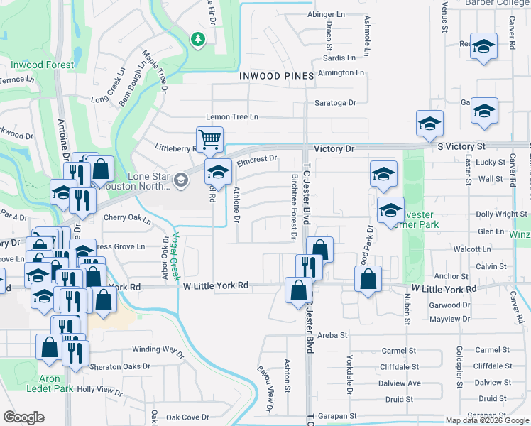 map of restaurants, bars, coffee shops, grocery stores, and more near 7211 Holder Forest Court in Houston