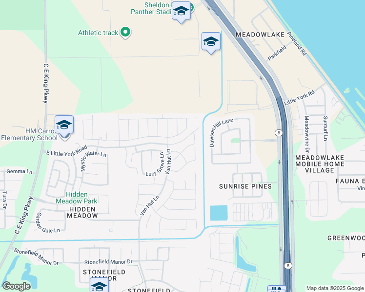 map of restaurants, bars, coffee shops, grocery stores, and more near 13242 City Green Trail in Houston