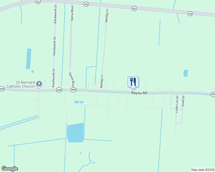 map of restaurants, bars, coffee shops, grocery stores, and more near 3109 Bayou Road in Saint Bernard