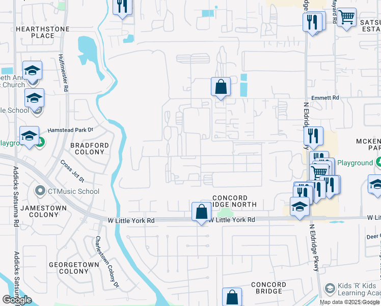 map of restaurants, bars, coffee shops, grocery stores, and more near 6415 Lozano Drive in Houston