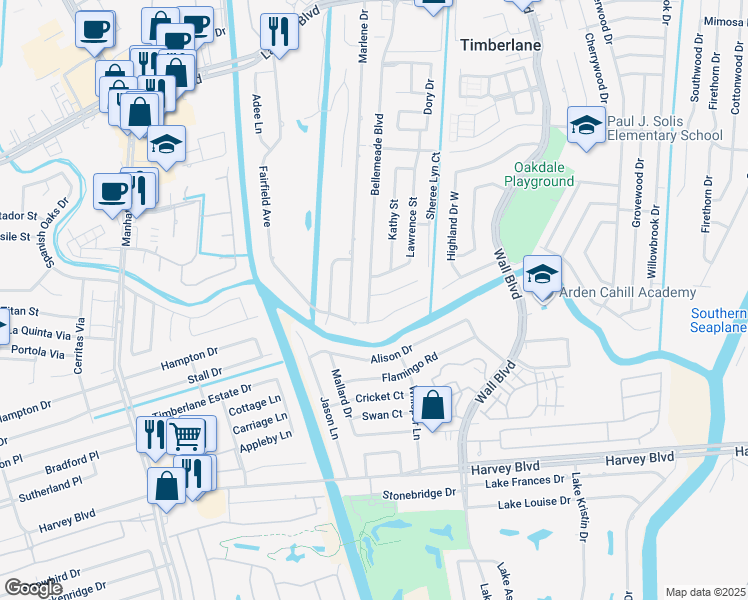 map of restaurants, bars, coffee shops, grocery stores, and more near 867 Bellemeade Boulevard in Gretna