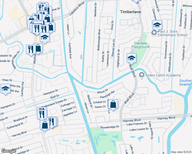 map of restaurants, bars, coffee shops, grocery stores, and more near 867 Bellemeade Boulevard in Gretna