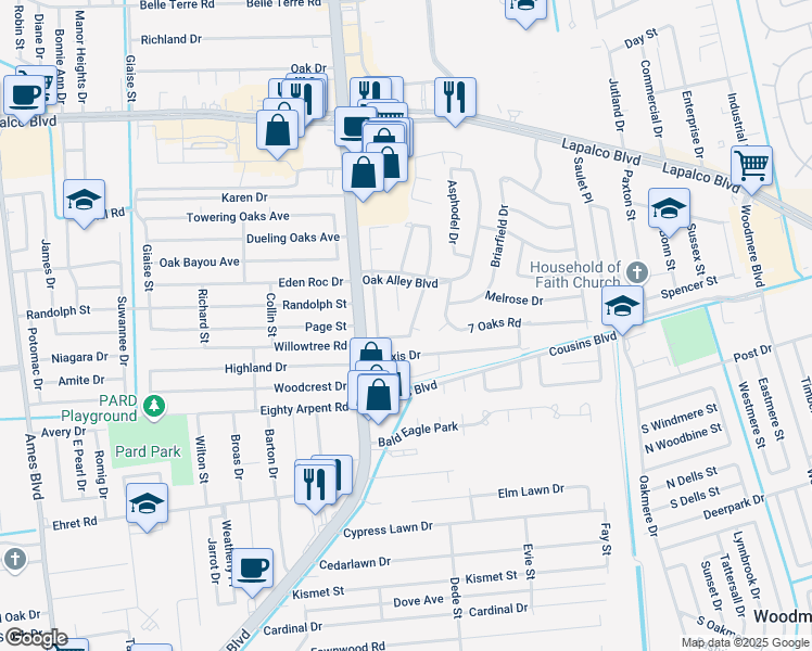 map of restaurants, bars, coffee shops, grocery stores, and more near 60 Hermitage Drive in Marrero