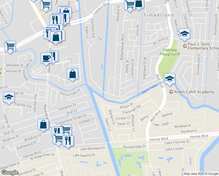 map of restaurants, bars, coffee shops, grocery stores, and more near 925 Christana Place in Gretna