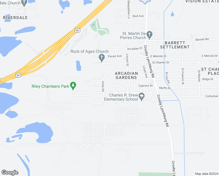 map of restaurants, bars, coffee shops, grocery stores, and more near 511 Cypress Drive in Crosby