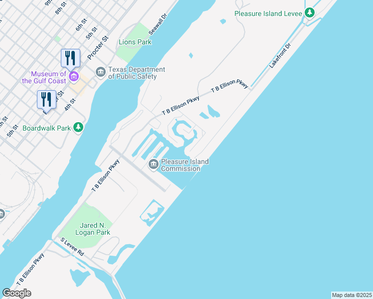 map of restaurants, bars, coffee shops, grocery stores, and more near 818 Southwind in Port Arthur