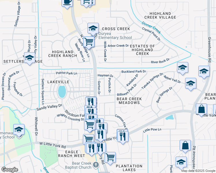 map of restaurants, bars, coffee shops, grocery stores, and more near 6523 Wellington Meadows Drive in Katy