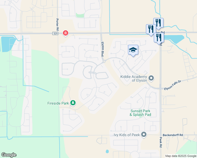 map of restaurants, bars, coffee shops, grocery stores, and more near 23622 Greenwood Springs Place in Katy