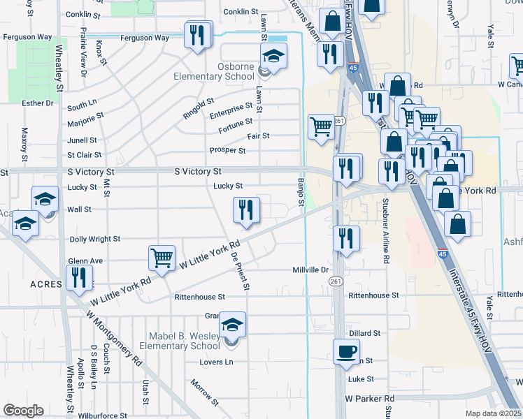 map of restaurants, bars, coffee shops, grocery stores, and more near 790 West Little York Road in Houston