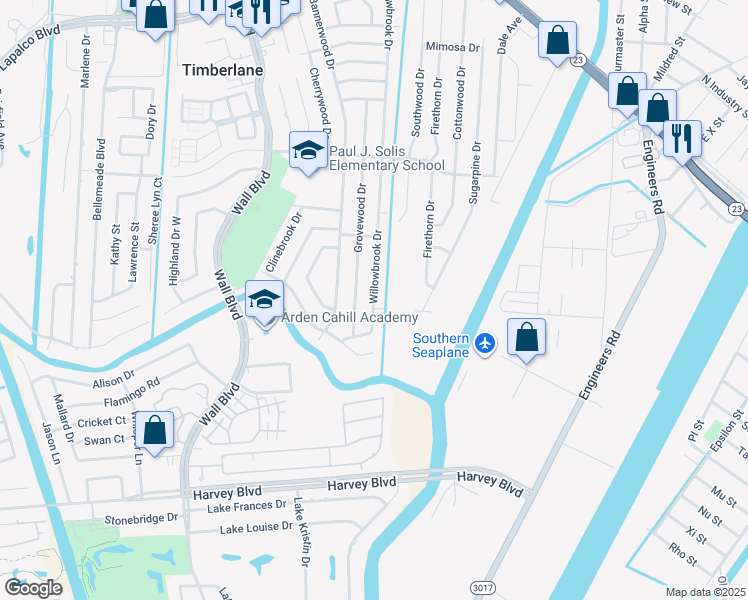 map of restaurants, bars, coffee shops, grocery stores, and more near 661 Willowbrook Dr in Gretna