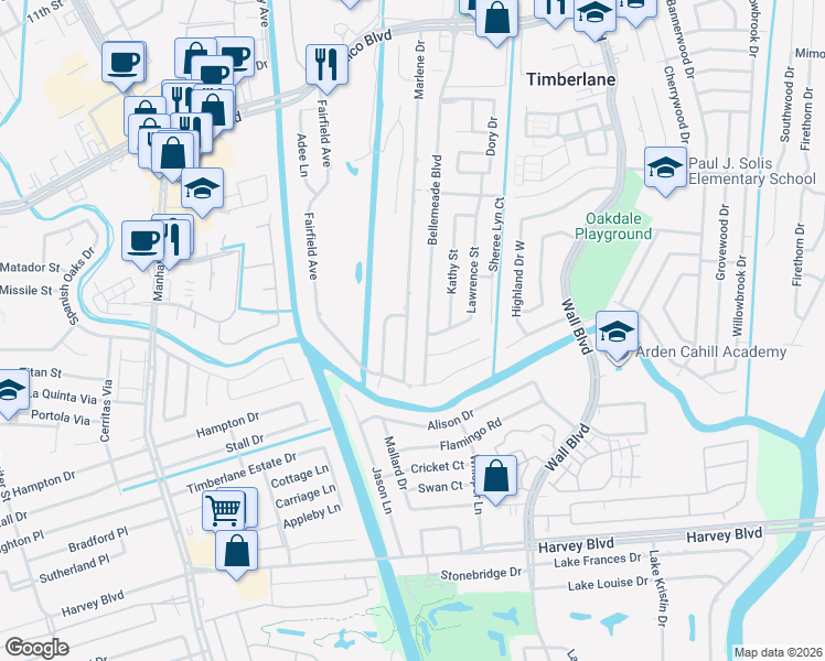 map of restaurants, bars, coffee shops, grocery stores, and more near 847 Bellemeade Boulevard in Gretna