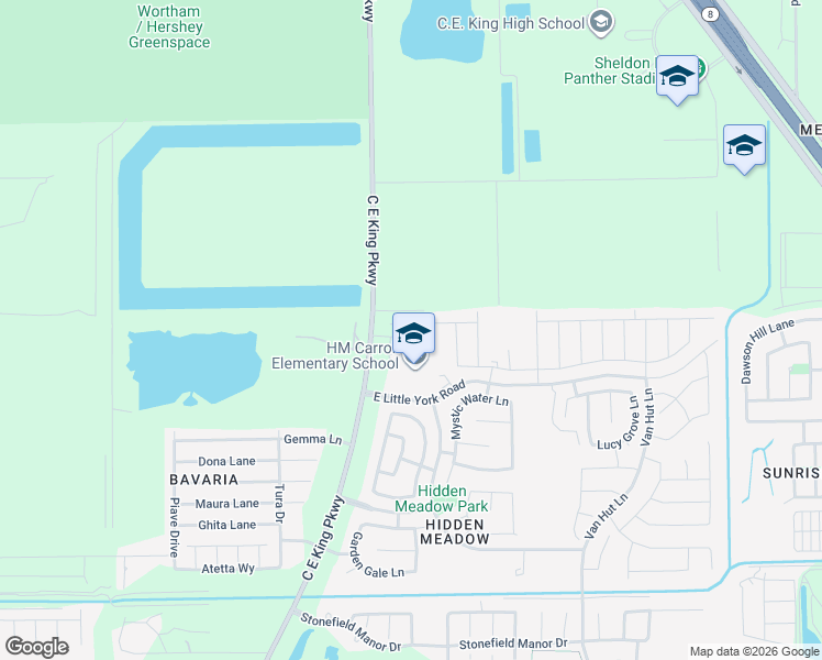 map of restaurants, bars, coffee shops, grocery stores, and more near 12635 Foliage Trail in Houston