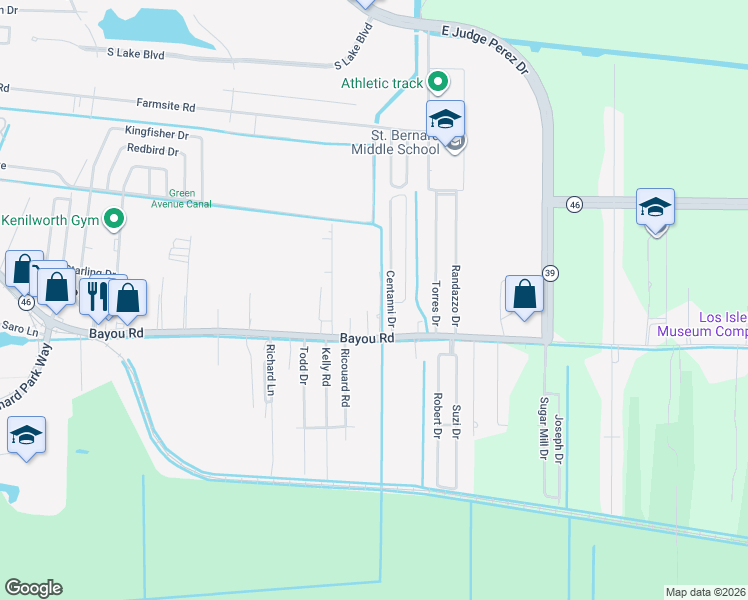 map of restaurants, bars, coffee shops, grocery stores, and more near 2101 Serpas Drive in Saint Bernard