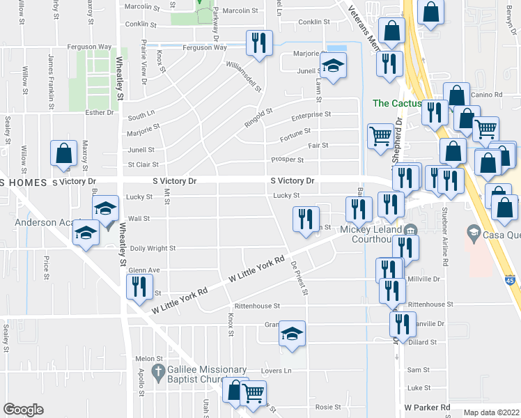 map of restaurants, bars, coffee shops, grocery stores, and more near 872 Wall Street in Houston