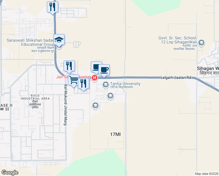 map of restaurants, bars, coffee shops, grocery stores, and more near in 17Ml