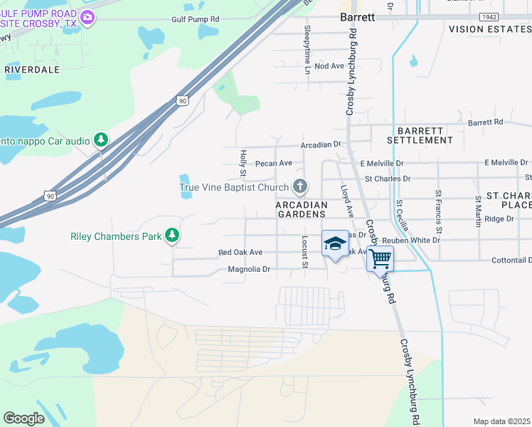 map of restaurants, bars, coffee shops, grocery stores, and more near 508 Elm Avenue in Crosby