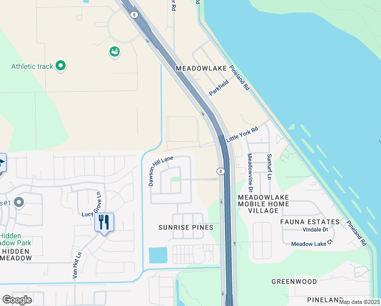 map of restaurants, bars, coffee shops, grocery stores, and more near 10126 Orchid Spring Lane in Houston