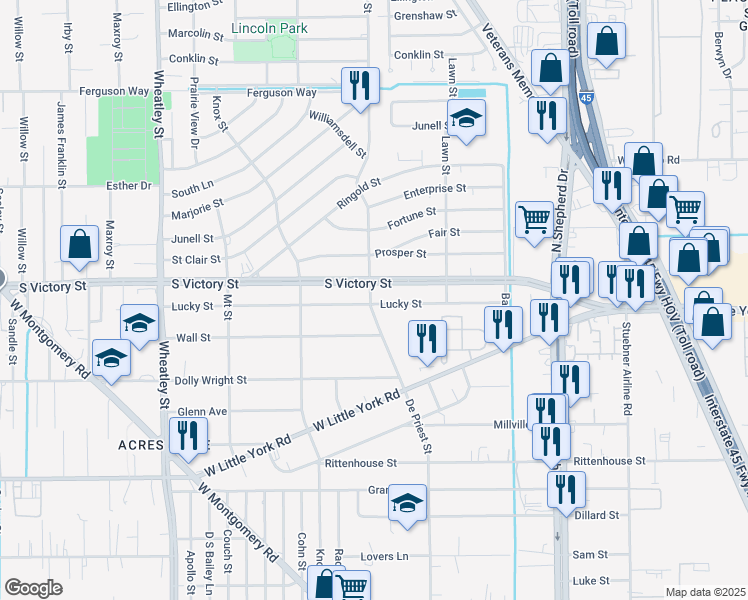 map of restaurants, bars, coffee shops, grocery stores, and more near 872 Wall Street in Houston