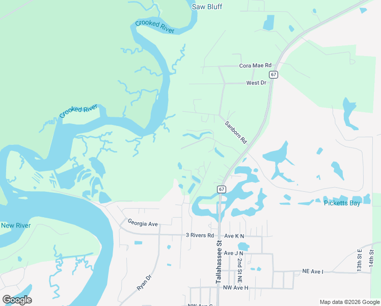 map of restaurants, bars, coffee shops, grocery stores, and more near 170 Carlton Millender Road in Carrabelle