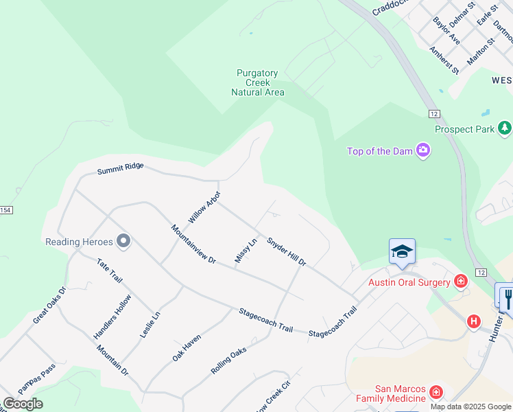 map of restaurants, bars, coffee shops, grocery stores, and more near 2306 Ridgecrest Street in San Marcos