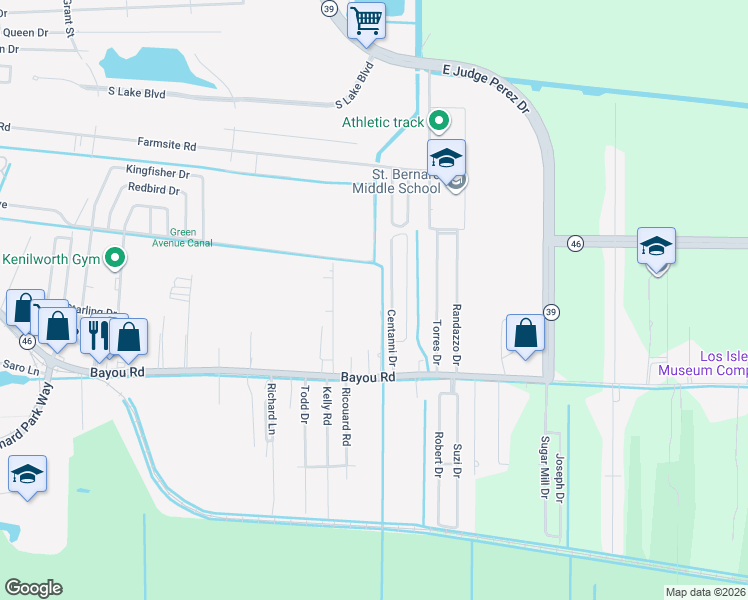 map of restaurants, bars, coffee shops, grocery stores, and more near 2113 Serpas Drive in Poydras