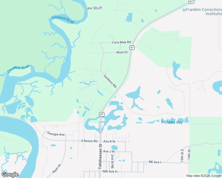 map of restaurants, bars, coffee shops, grocery stores, and more near 111 Carlton Millender Road in Carrabelle