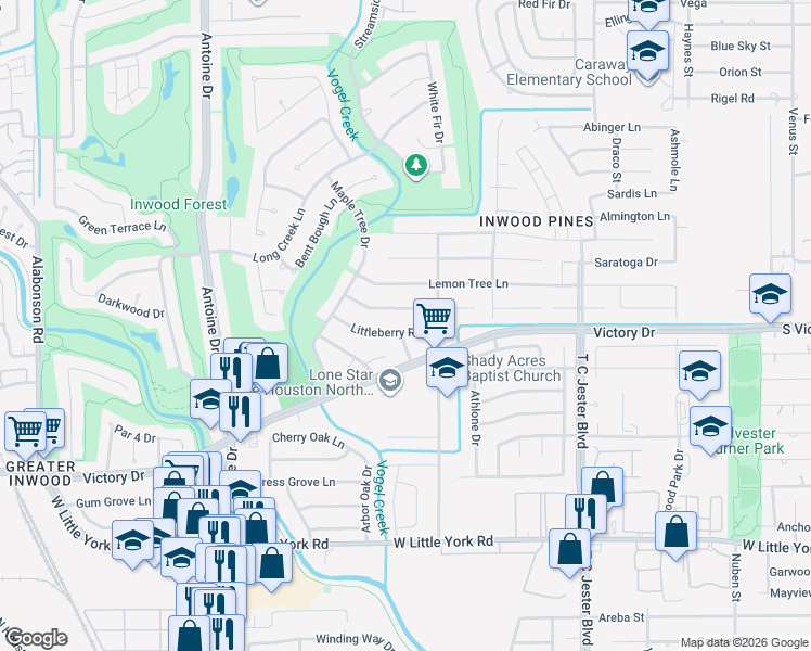map of restaurants, bars, coffee shops, grocery stores, and more near 4211 Black Locust Drive in Houston