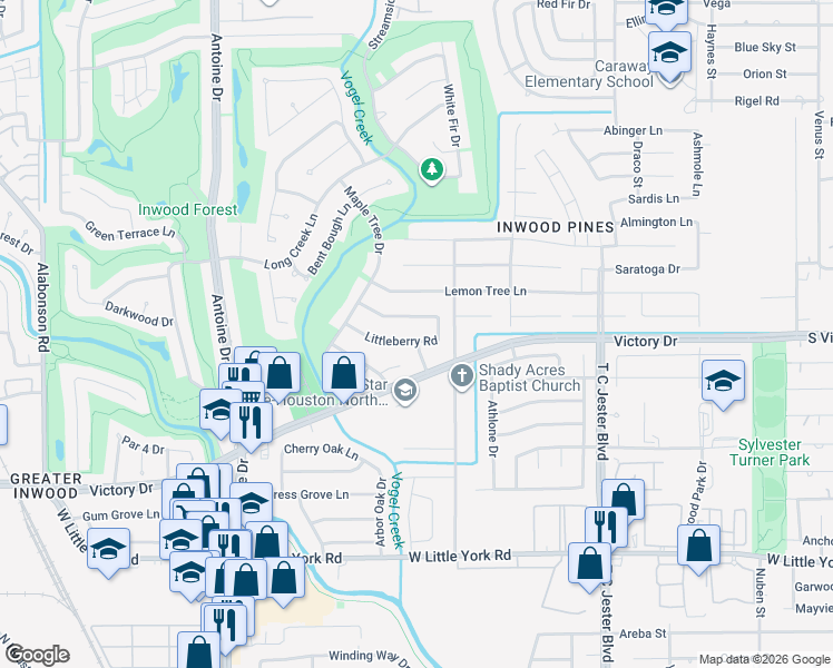 map of restaurants, bars, coffee shops, grocery stores, and more near 4211 Black Locust Drive in Houston