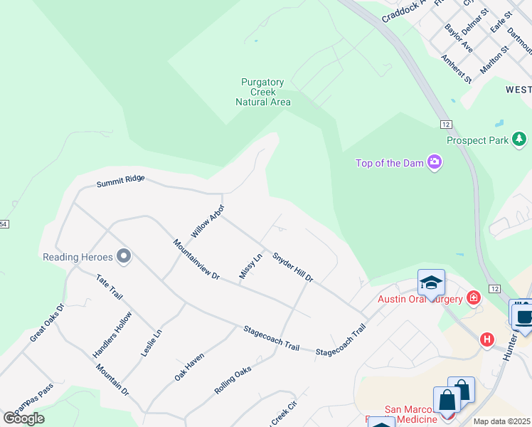map of restaurants, bars, coffee shops, grocery stores, and more near 2306 Ridgecrest Street in San Marcos