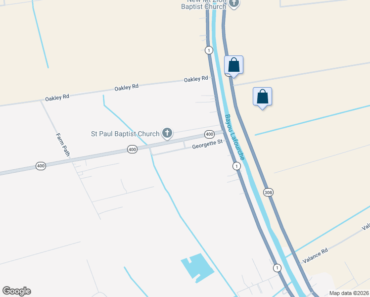 map of restaurants, bars, coffee shops, grocery stores, and more near 144 Georgette Street in Napoleonville