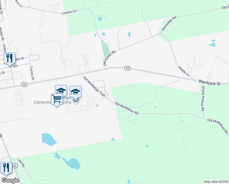 map of restaurants, bars, coffee shops, grocery stores, and more near 349 Old McMahan Road in Lockhart