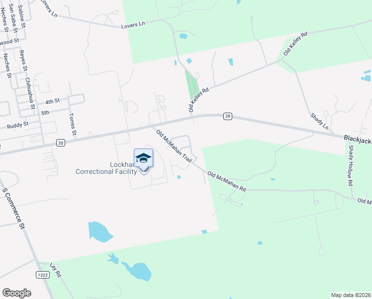 map of restaurants, bars, coffee shops, grocery stores, and more near 1610 Old McMahan Trail in Lockhart