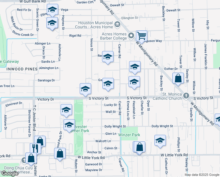 map of restaurants, bars, coffee shops, grocery stores, and more near 7915 Moon Beam Street in Houston