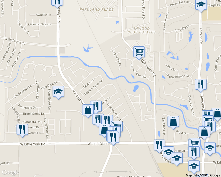 map of restaurants, bars, coffee shops, grocery stores, and more near 6302 Silver Chalice Dr in Houston