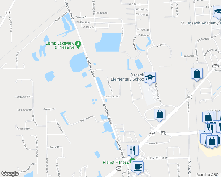 map of restaurants, bars, coffee shops, grocery stores, and more near 1659 Natalie Road in Saint Augustine