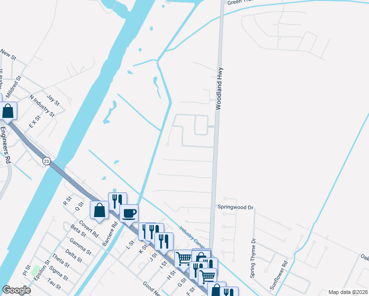 map of restaurants, bars, coffee shops, grocery stores, and more near 127 Primrose Drive in Belle Chasse