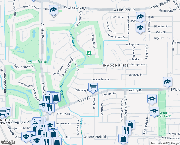map of restaurants, bars, coffee shops, grocery stores, and more near 4210 R V Mayfield Drive in Houston