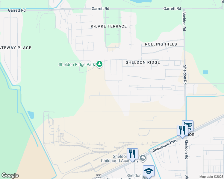 map of restaurants, bars, coffee shops, grocery stores, and more near 15511 Long Road in Houston
