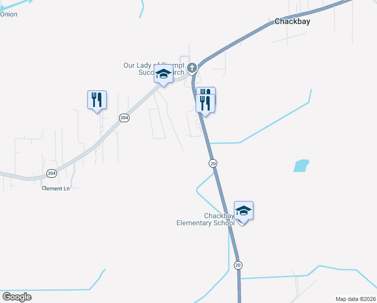map of restaurants, bars, coffee shops, grocery stores, and more near 259 School Lane in Thibodaux