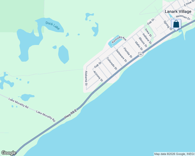 map of restaurants, bars, coffee shops, grocery stores, and more near 124 Arizona Street in Carrabelle