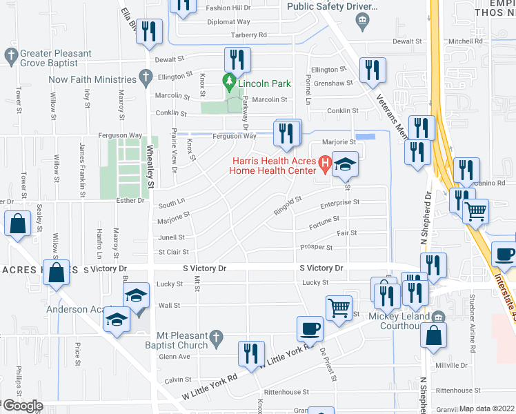 map of restaurants, bars, coffee shops, grocery stores, and more near 947 Saint Clair Street in Houston