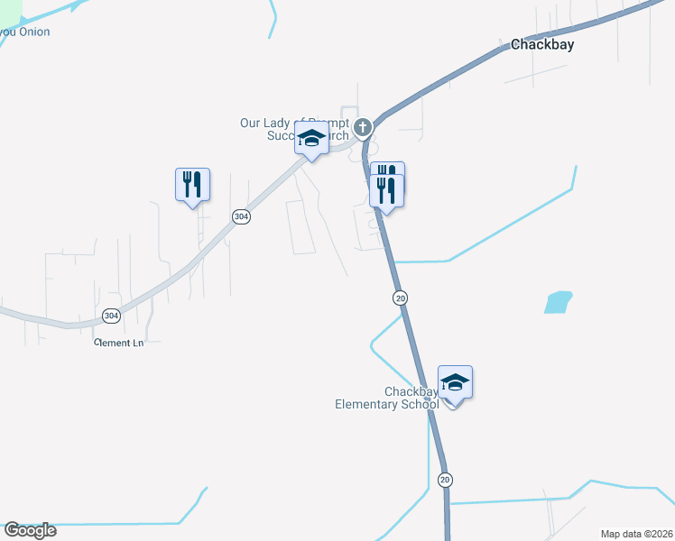 map of restaurants, bars, coffee shops, grocery stores, and more near 259-299 School Lane in Thibodaux