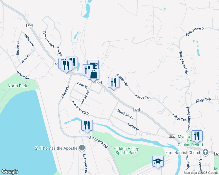 map of restaurants, bars, coffee shops, grocery stores, and more near 14070 Farm to Market Road 306 in Canyon Lake
