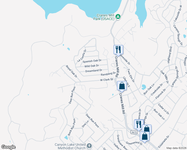 map of restaurants, bars, coffee shops, grocery stores, and more near 320 West Clark Street in Canyon Lake
